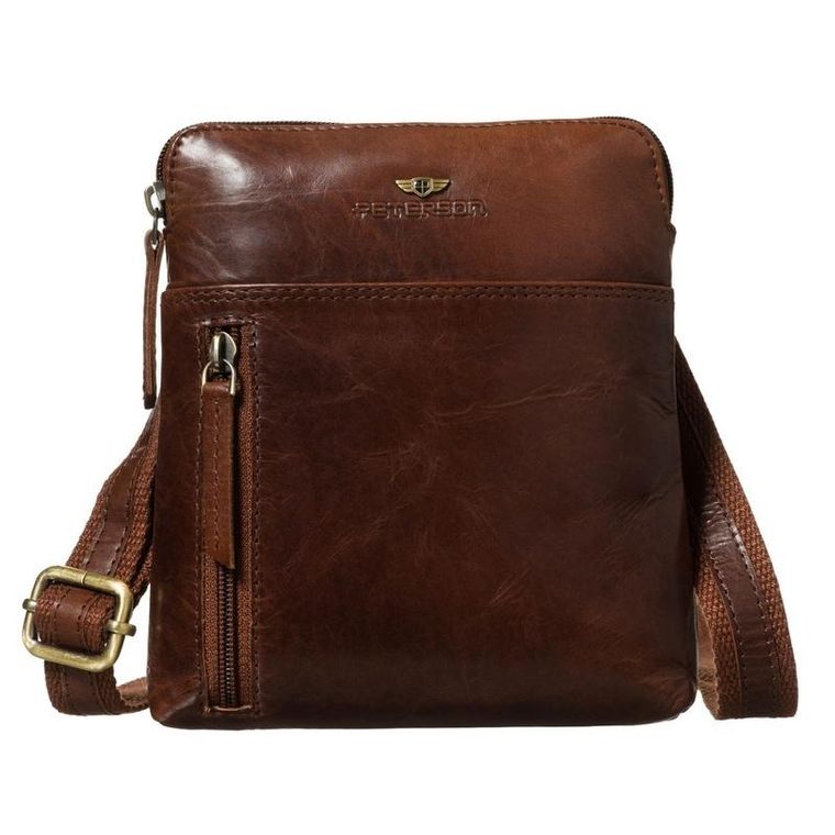 Torba listonoszka, brązowa, skórzana, Peterson