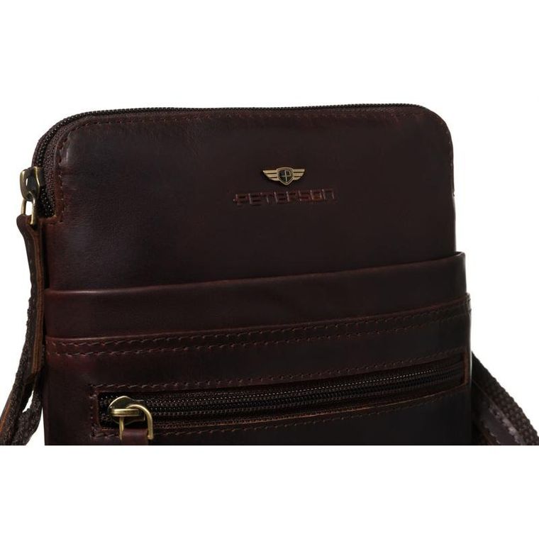 Torba listonoszka, brązowa, skórzana, Peterson