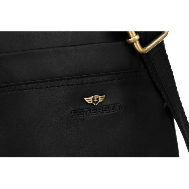 Torba listonoszka, czarna, skórzana, Peterson