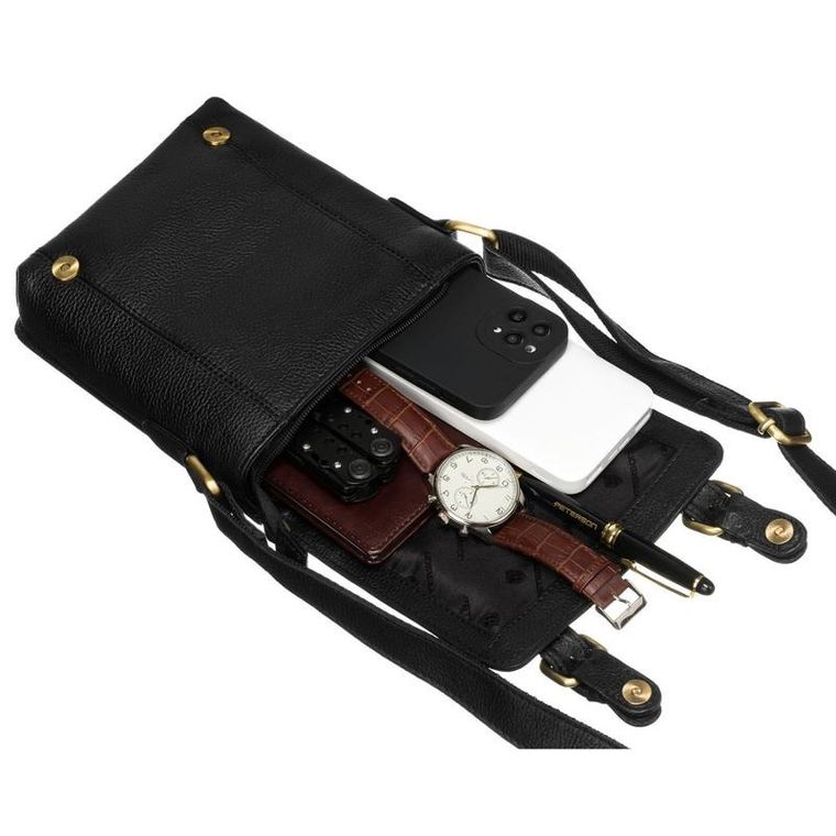 Torba listonoszka, czarna, skórzana, Peterson