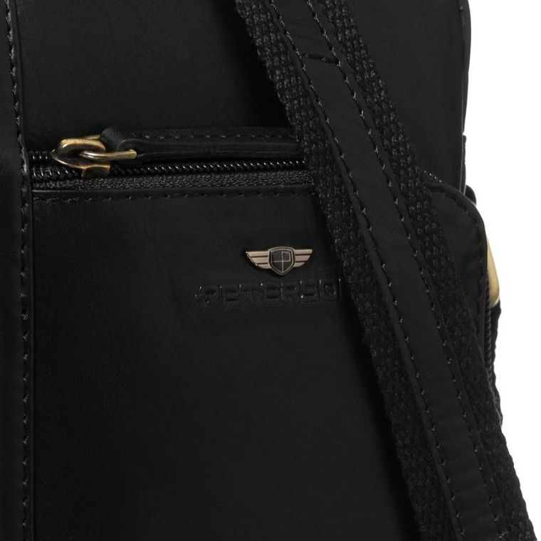 Torba listonoszka, czarna, skórzana, Peterson
