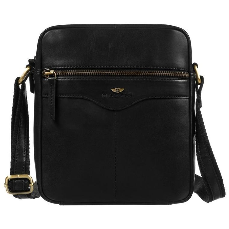 Torba listonoszka, czarna, skórzana, Peterson