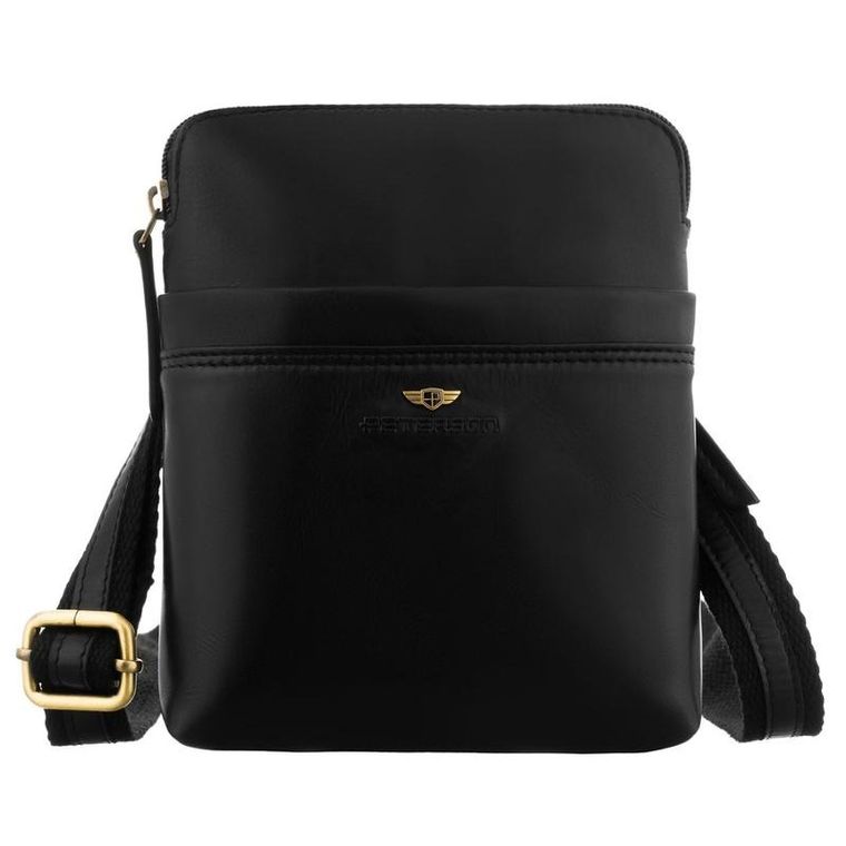 Torba listonoszka, czarna, skórzana, Peterson