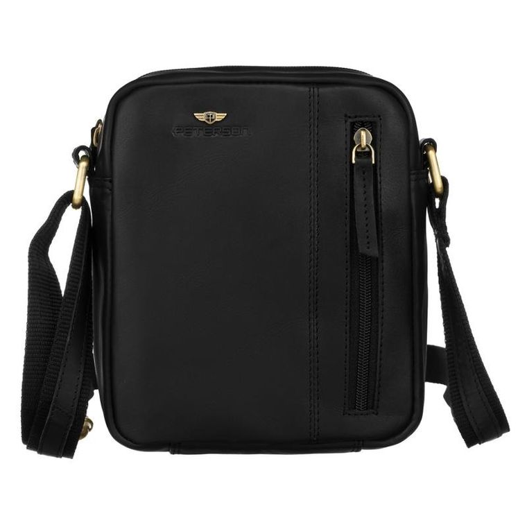 Torba listonoszka, czarna, skórzana, Peterson