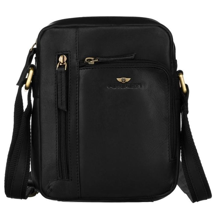 Torba listonoszka, czarna, skórzana, Peterson