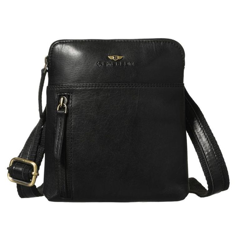 Torba listonoszka, czarna, skórzana, Peterson