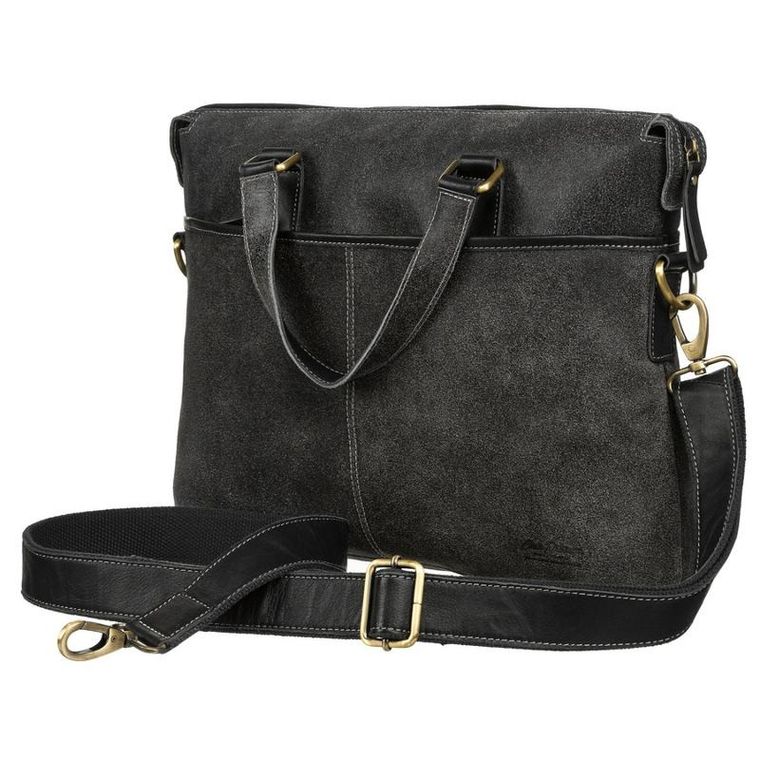 Torba na laptopa, czarna, skórzana, Peterson