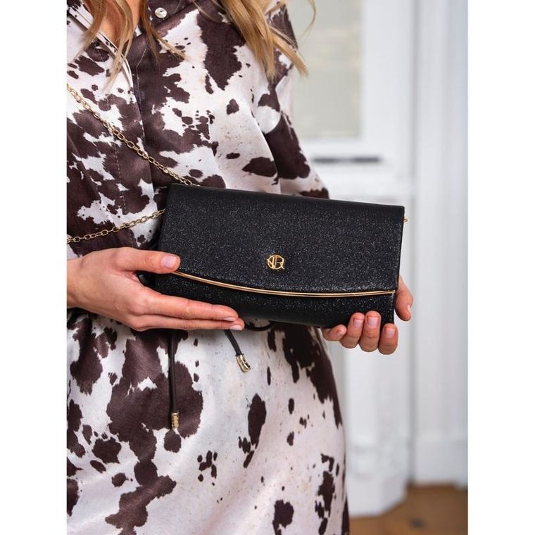 Torebka kopertówka, czarna, skóra ekologiczna, Petereson