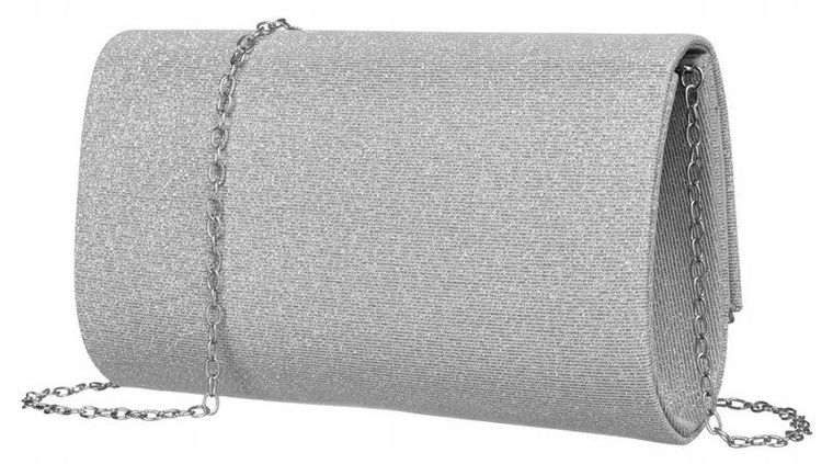 Torebka kopertówka, srebrna, Rovicky