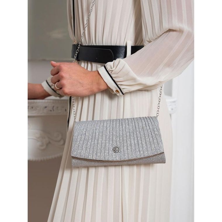 Torebka kopertówka, srebrna, Rovicky