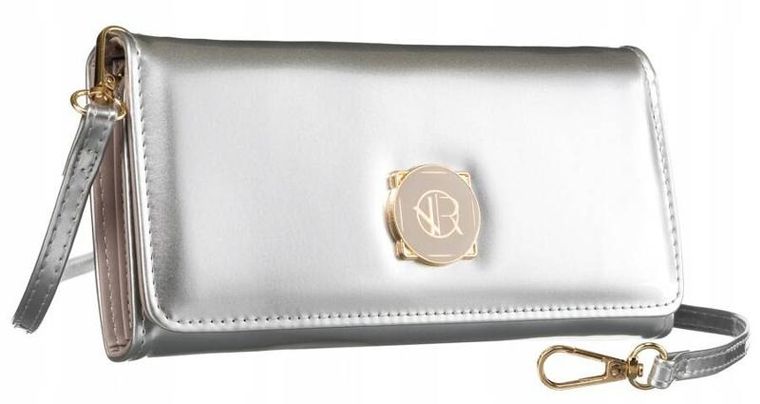 Torebka kopertówka, srebrna, skóra ekologiczna, Rovicky