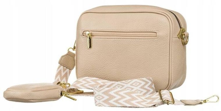 Torebka listonoszka, beżowa, skóra ekologiczna, Rovicky