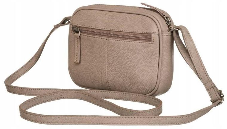 Torebka listonoszka, beżowa, skórzana, Peterson