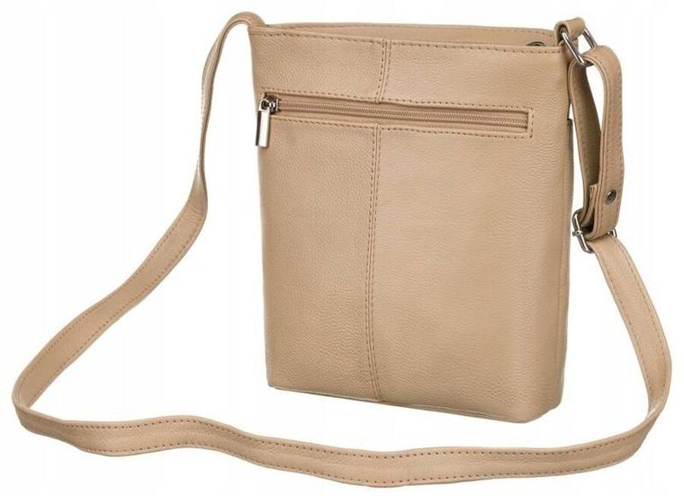 Torebka listonoszka, beżowa, skórzana, Rovicky