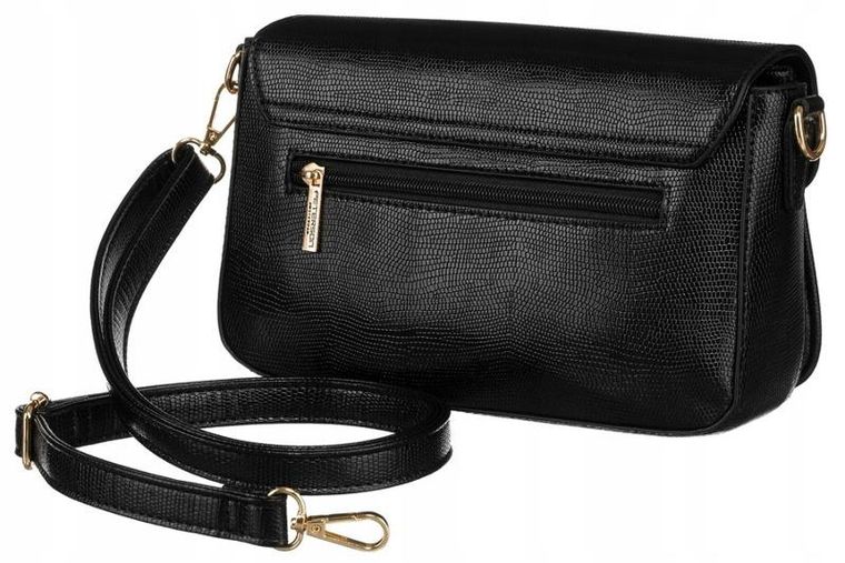 Torebka listonoszka, czarna, skóra ekologiczna, Peterson