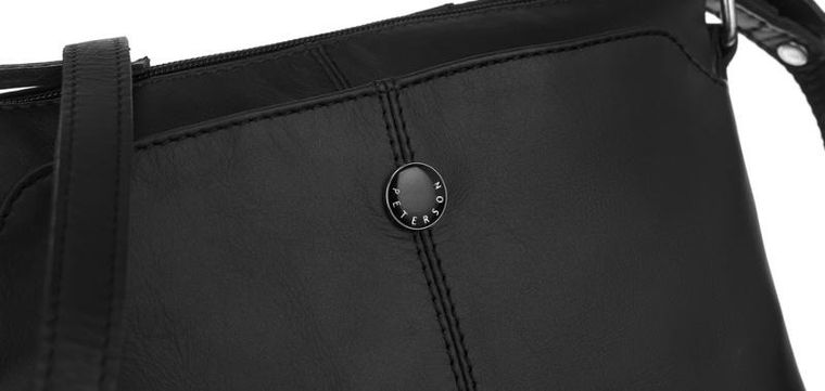 Torebka listonoszka, czarna, skórzana, Peterson