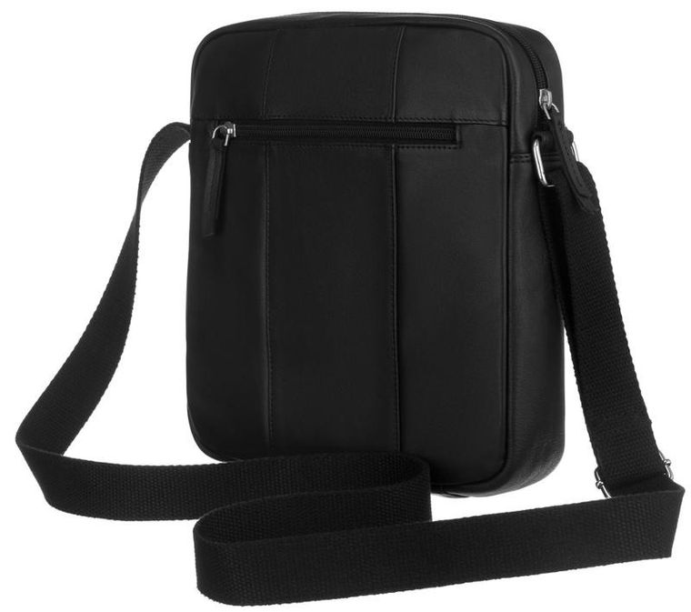 Torebka listonoszka, czarna, skórzana, Peterson