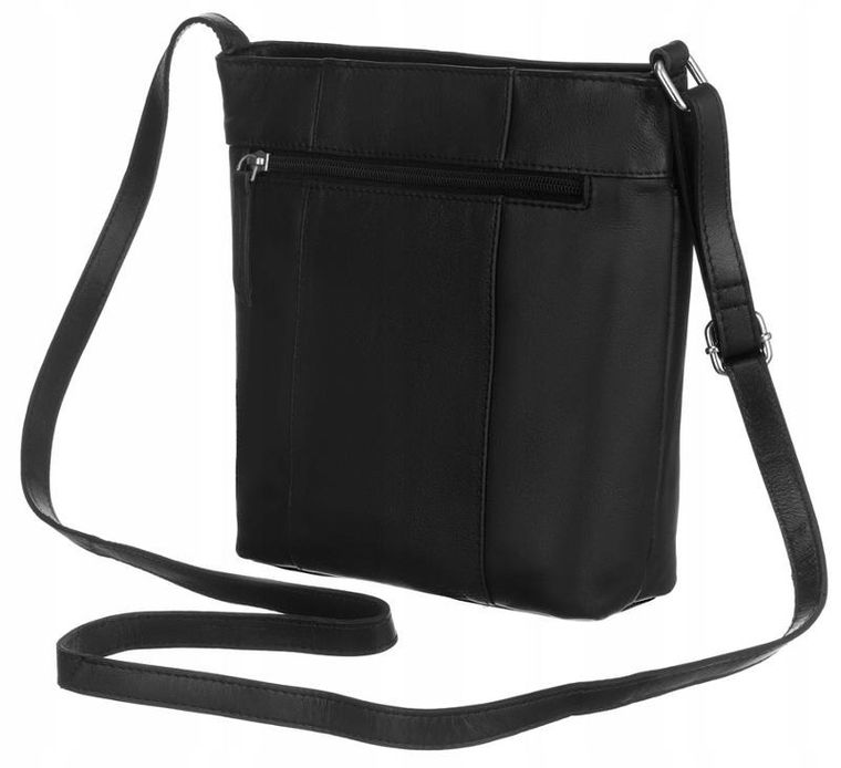 Torebka listonoszka, czarna, skórzana, Peterson