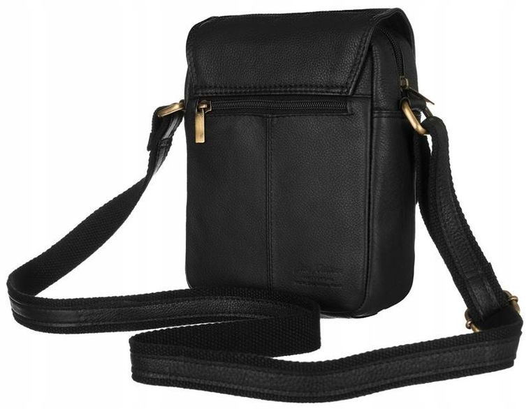 Torebka listonoszka, czarna, skórzana, Peterson