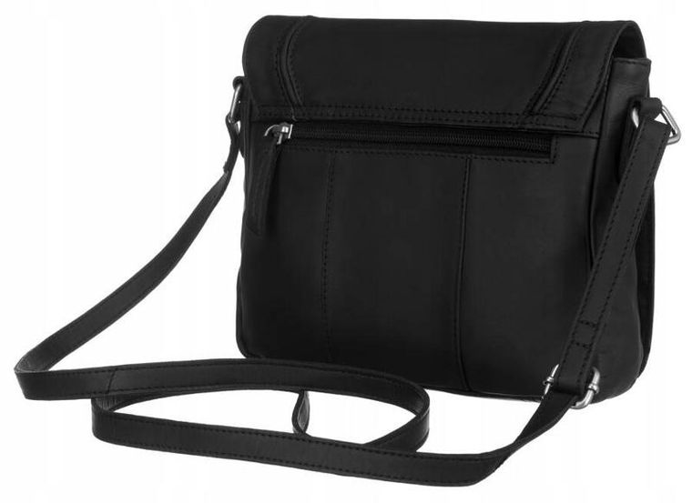 Torebka listonoszka, czarna, skórzana, Peterson