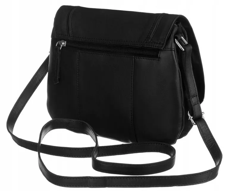 Torebka listonoszka, czarna, skórzana, Peterson