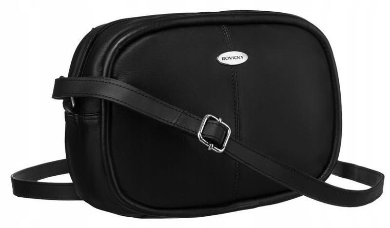 Torebka listonoszka, czarna, skórzana, Rovicky