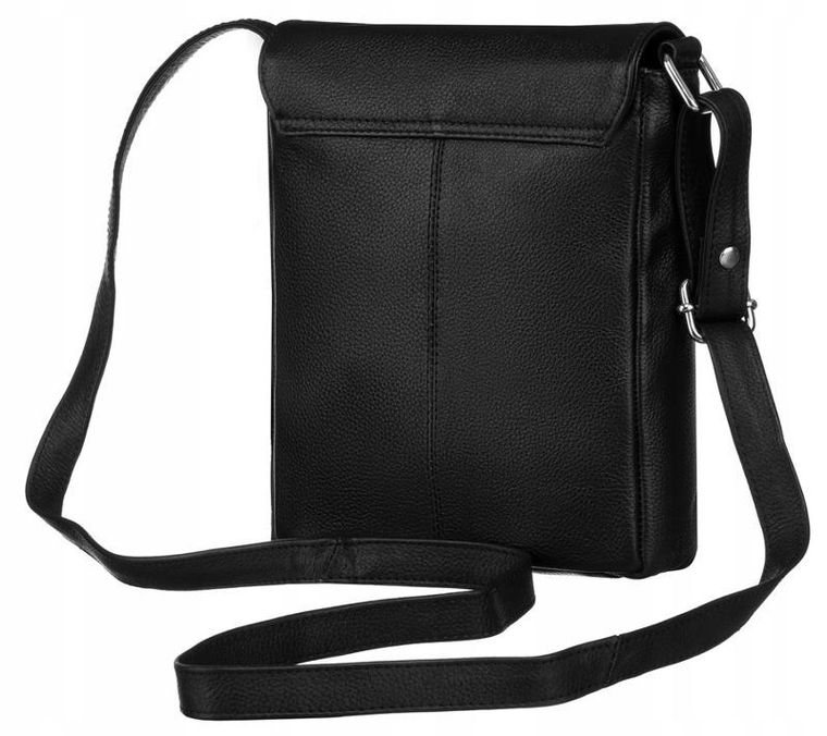 Torebka listonoszka, czarna, skórzana, Rovicky