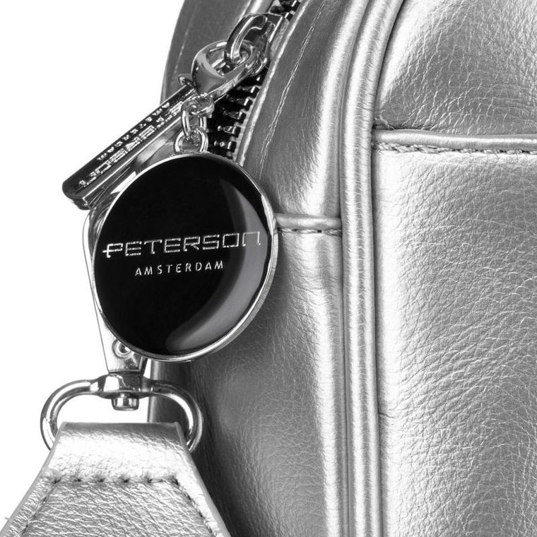 Torebka listonoszka, srebrna, Peterson