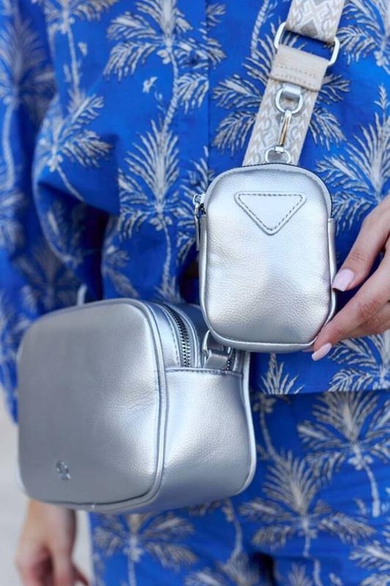 Torebka listonoszka, srebrna, skóra ekologiczna, Rovicky