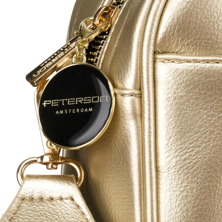 Torebka listonoszka, złota, skóra ekologiczna, Peterson