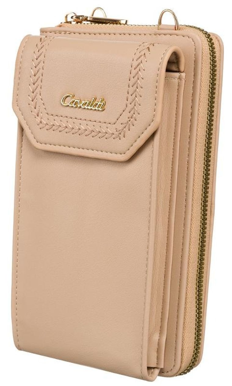 Torebka-portfel, beżowa, skóra ekologiczna, Cavaldi