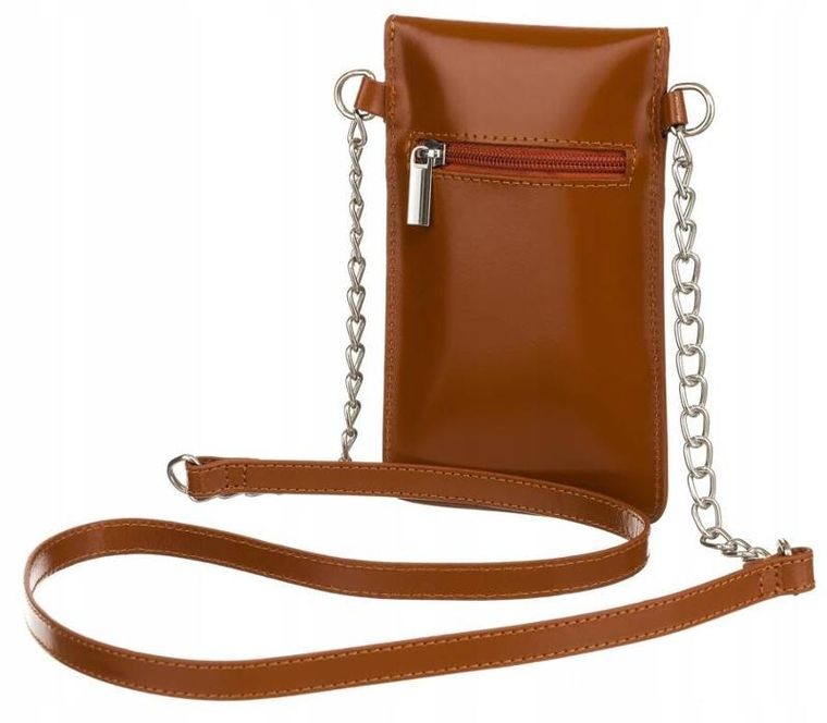 Torebka-portfel, brązowa, skórzana, Cavaldi