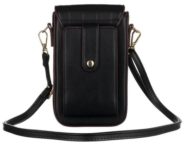 Torebka-portfel, czarna, skóra ekologiczna, Peterson