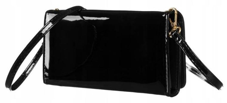 Torebka-portfel, czarna, skóra ekologiczna, Rovicky