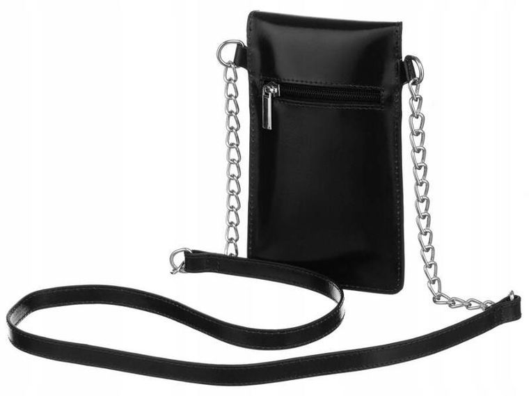 Torebka-portfel, czarna, skórzana, Cavaldi