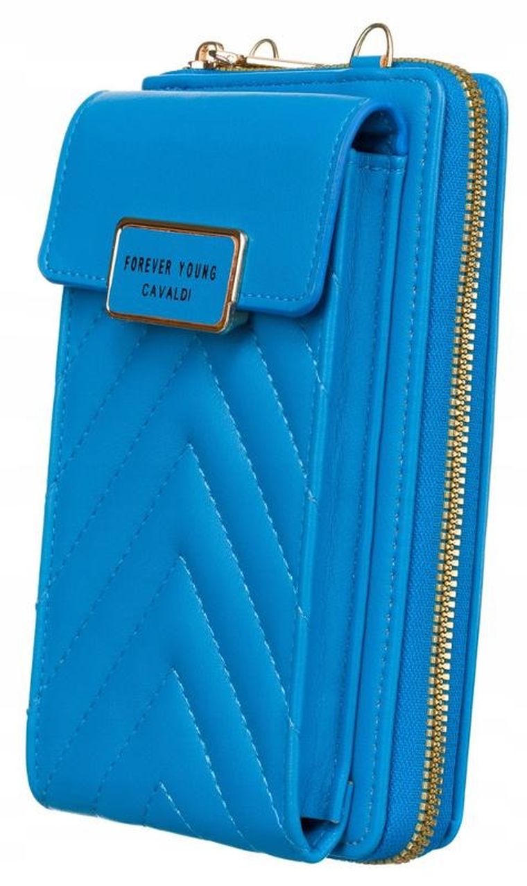 Torebka-portfel, niebieska, skóra ekologiczna, Cavaldi