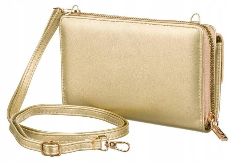 Torebka-portfel, złota, skóra ekologiczna, Cavaldi