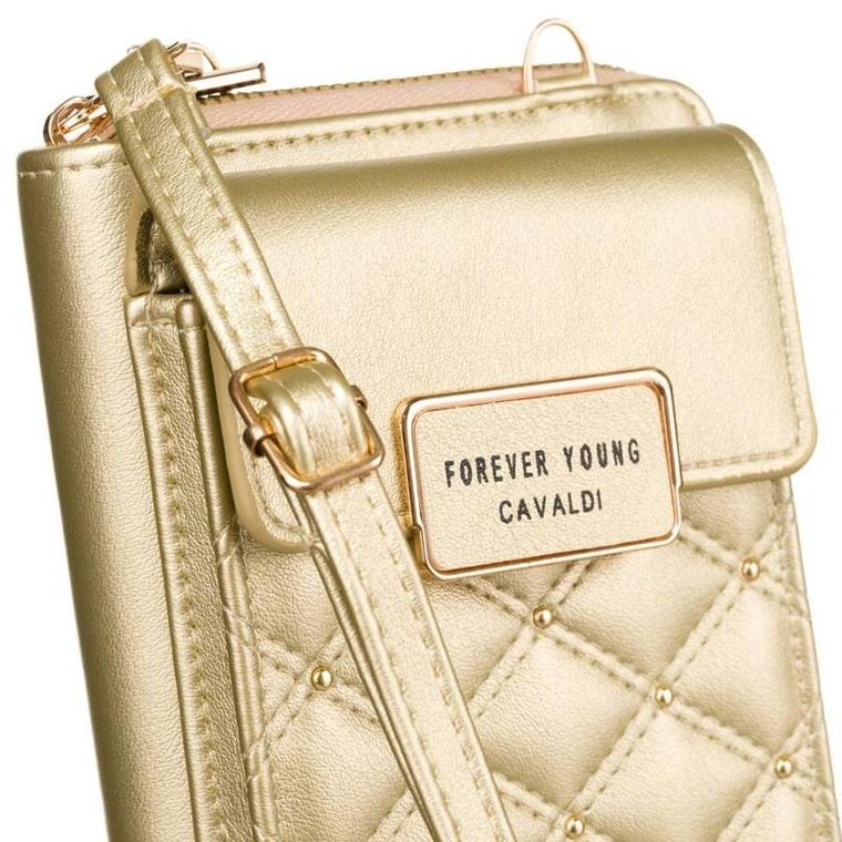 Torebka-portfel, złota, skóra ekologiczna, Cavaldi