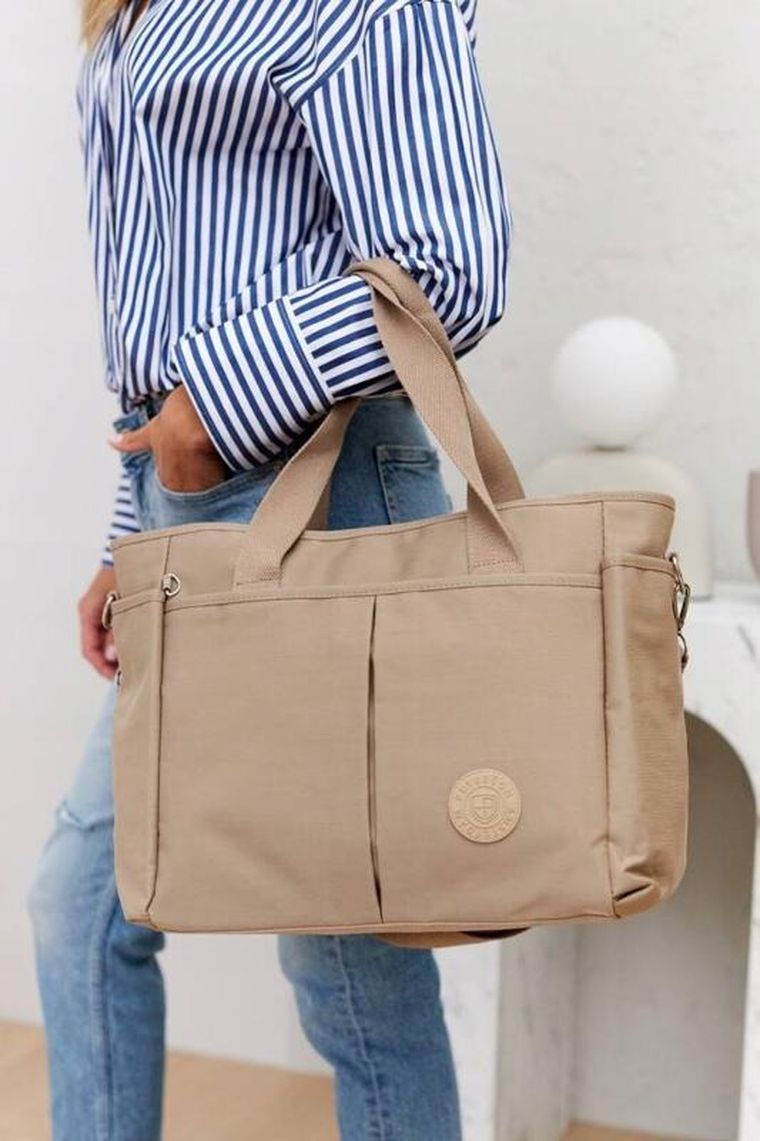 Torebka shopper, beżowa, Peterson