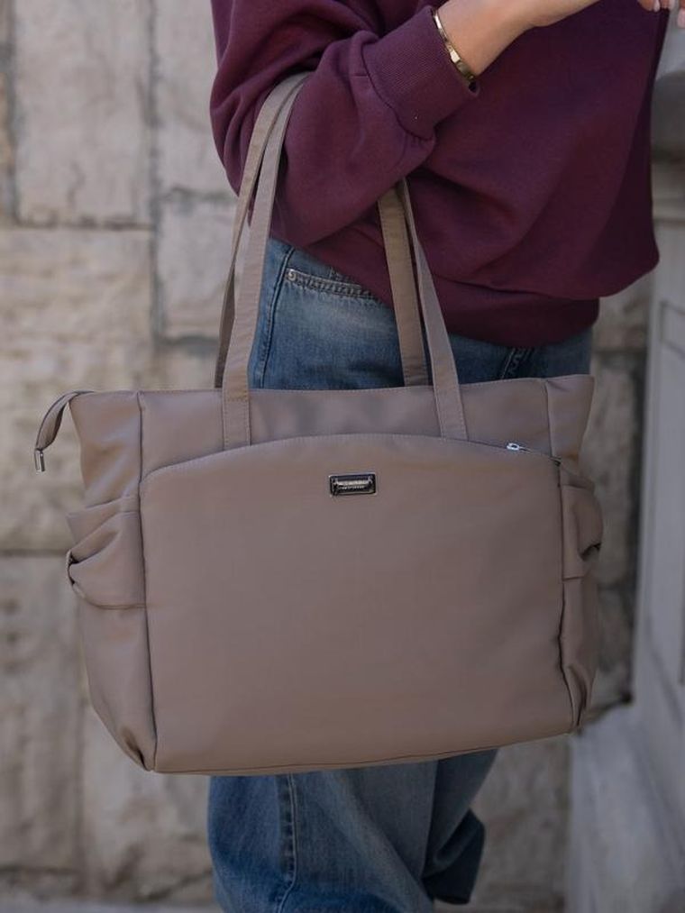 Torebka shopper, beżowa, Peterson