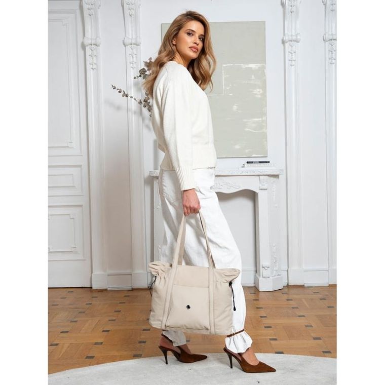 Torebka shopper, beżowa, Peterson