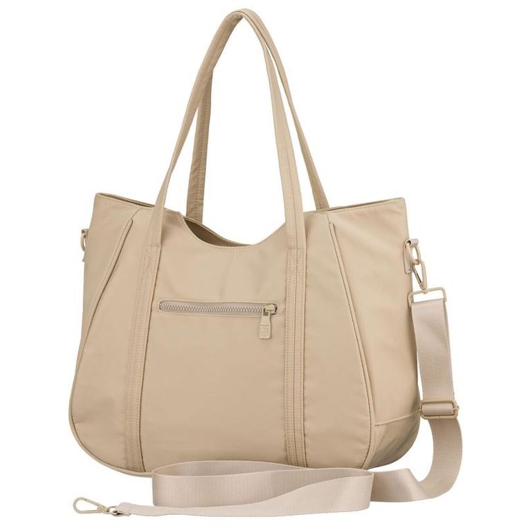 Torebka shopper, beżowa, poliester, Peterson