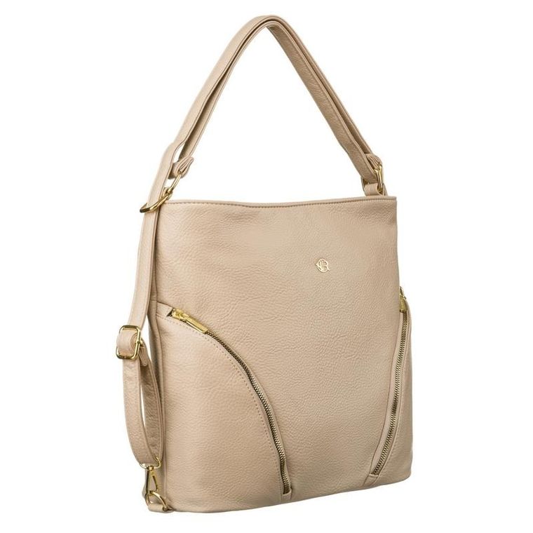 Torebka shopper, beżowa, skóra ekologiczna, Rovicky