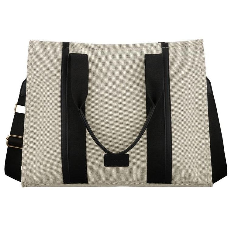 Torebka shopper, beżowo-czarna, Rovicky