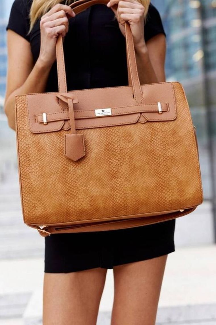 Torebka shopper, brązowa, skóra ekologiczna, Peterson