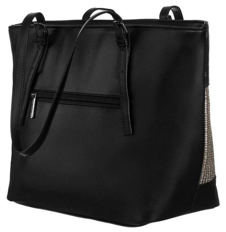 Torebka shopper, czarna, skóra ekologiczna, David Jones