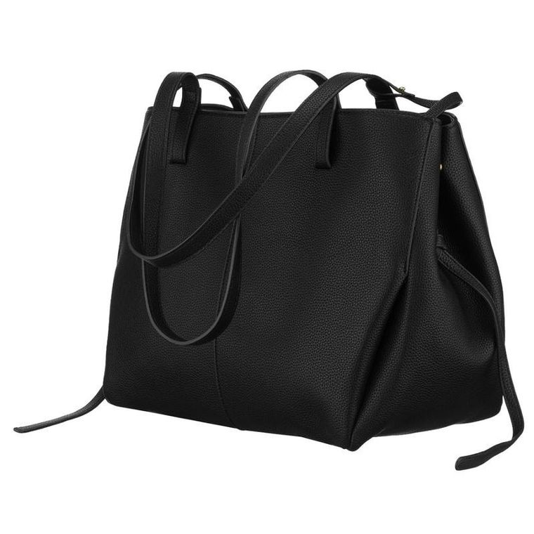 Torebka shopper z etui, czarna, skóra ekologiczna, Peterson