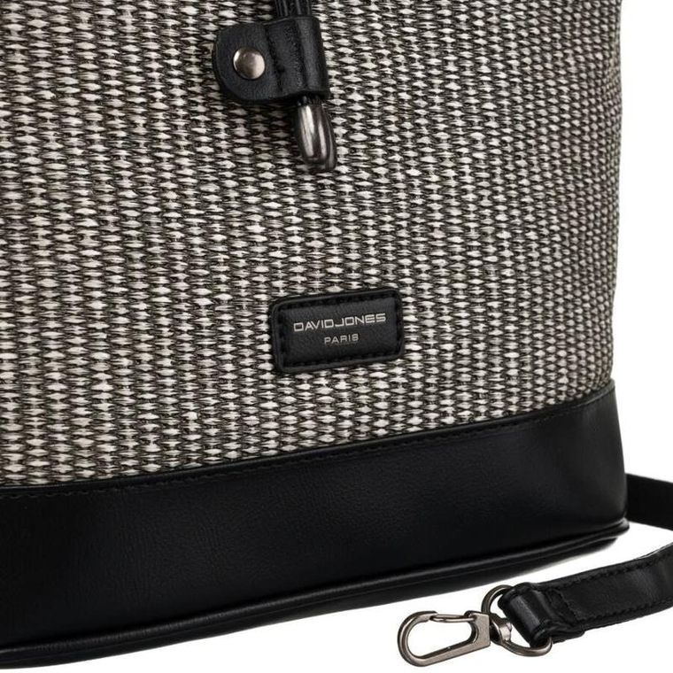 Torebka worek, czarna, skóra ekologiczna, David Jones