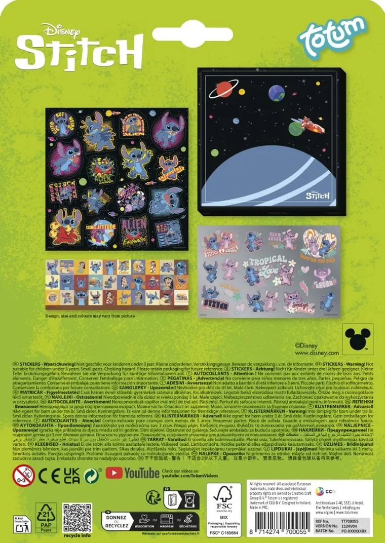 Totum, Lilo i Stitch, zestaw naklejek z tłem