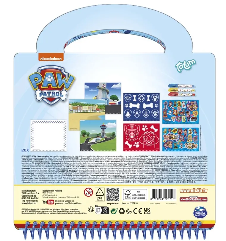 Totum, Psi Patrol, kreatywny szkicownik z naklejkami i akcesoriami